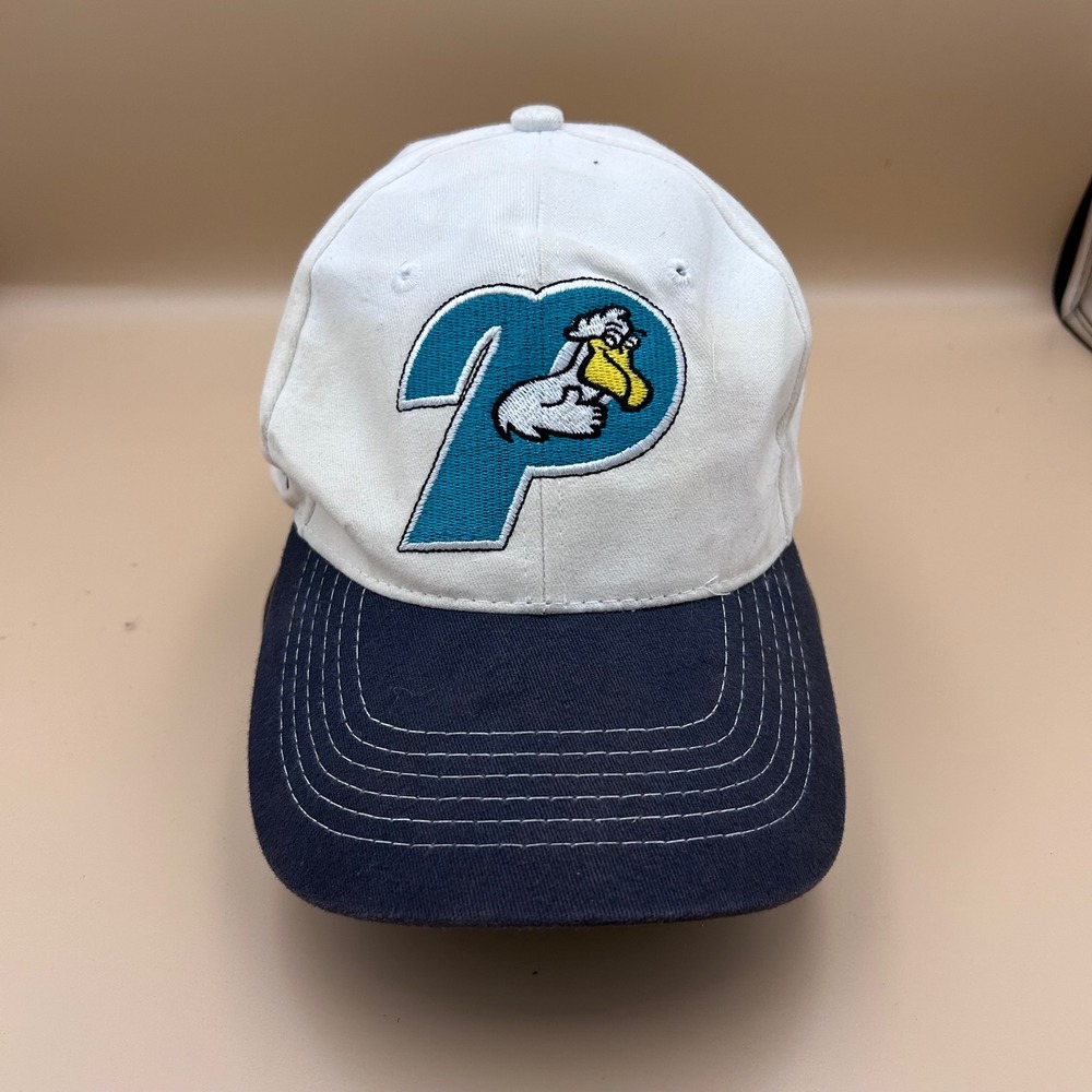 Vintage Pensacola Pelicans Baseball Hat Pepsi WEAR 3 ABC White Navy Blue Cap